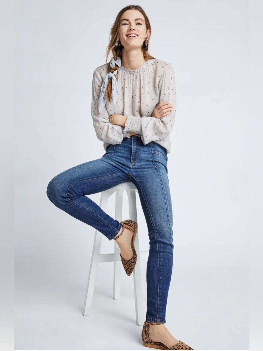 Anthropologie Pilcro High-Rise Denim Leggings Front Seam Skinny Blue Wash 27